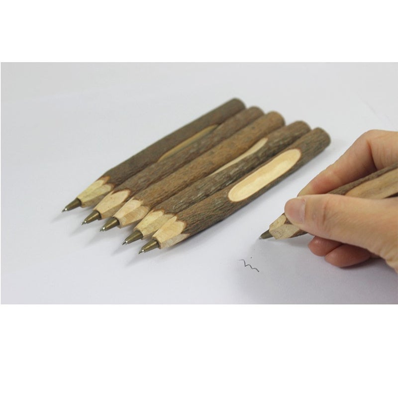 SIPLIV Handmade Wooden Ballpoint Pen Creative Original Ecological Wood Pen Long Style (about 6.7 inches, 17 cm) - 6 pcs - Image 5